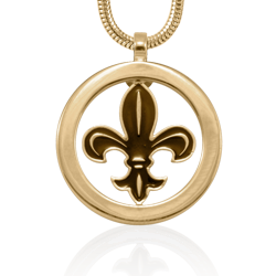 Black and Gold Fleur de Lis Amulet Necklace