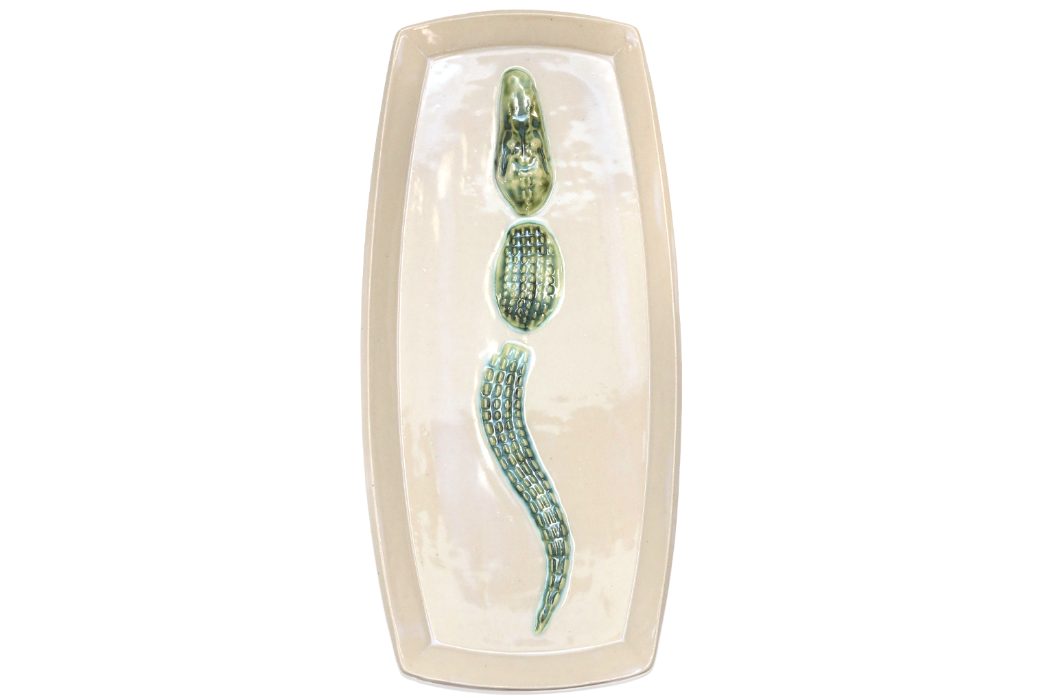 k.iris pottery Swimming Alligator Platter