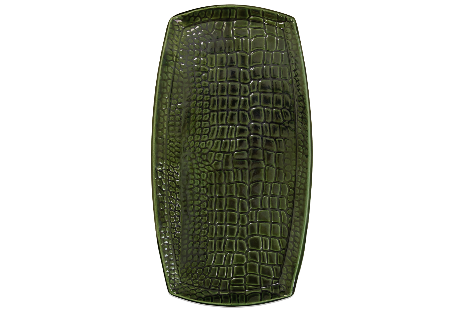 k.iris pottery Green Alligator Texture Platter