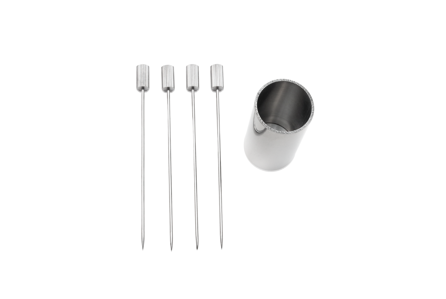 Striations Silver Cocktail Picks
