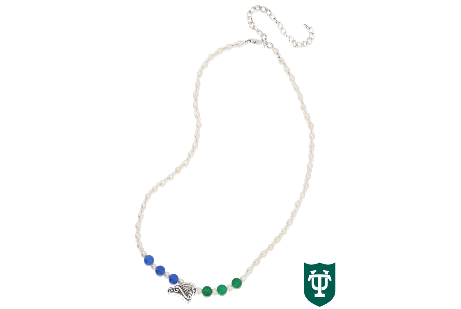 Tulane Wave Pendant Beaded Necklace