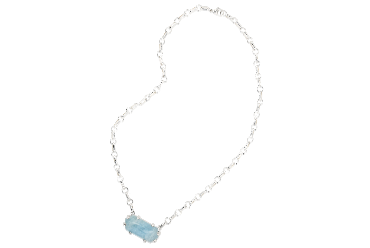 Aquamarine Logo Bar Necklace