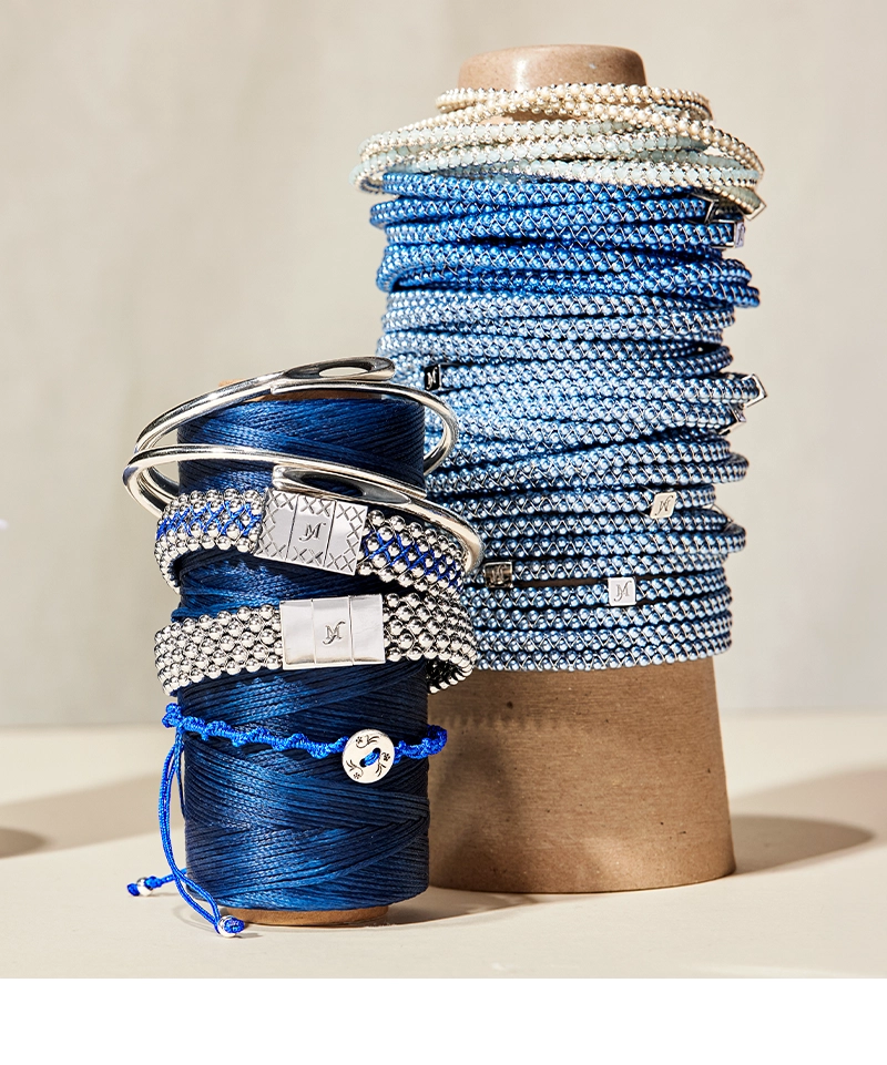 Mignon Faget Needle Bangles, Button Cord Bracelet, Halo Clique, and classic Halo Bangles