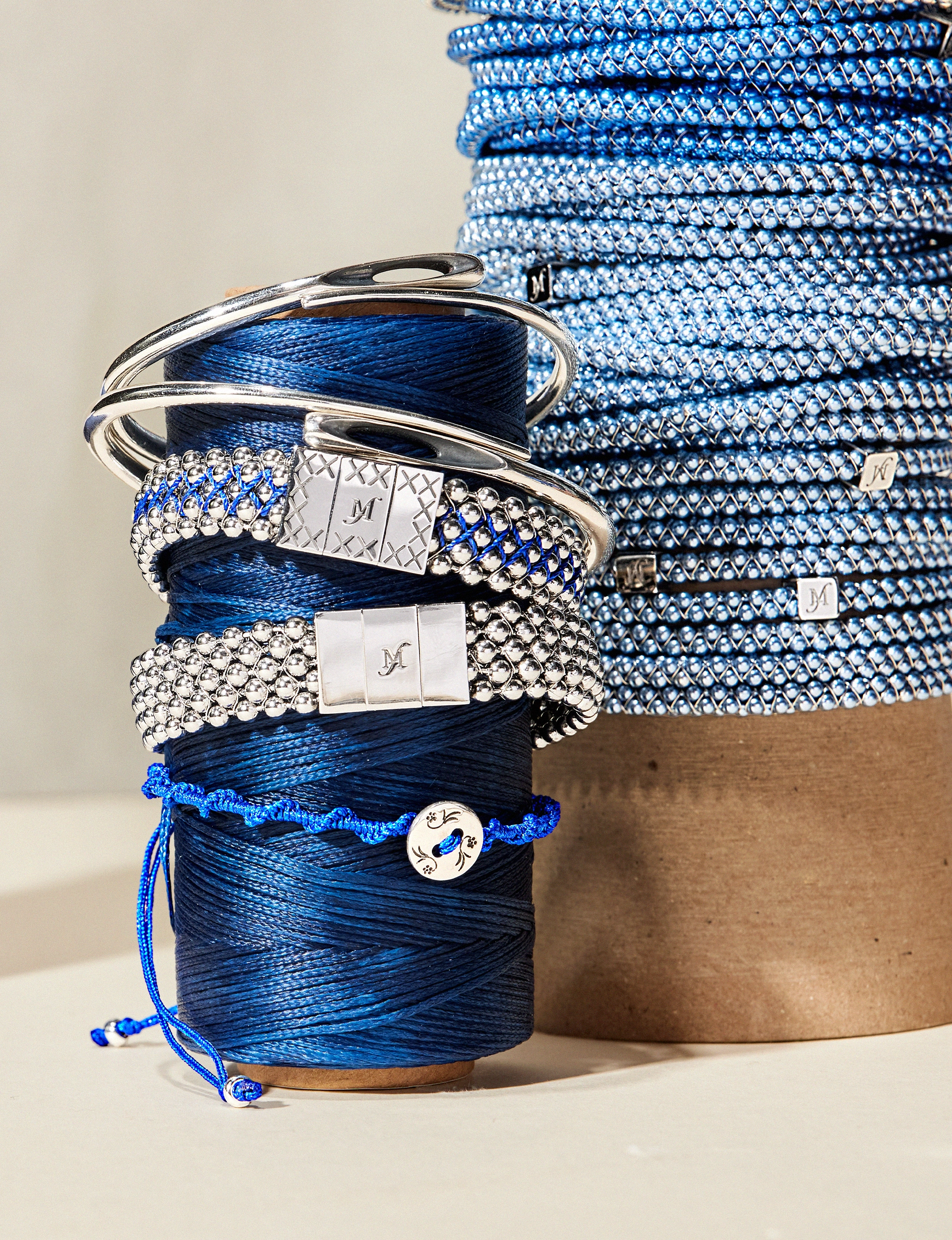 Mignon Faget Needle Bangles, Button Cord Bracelet, Halo Clique, and classic Halo Bangles