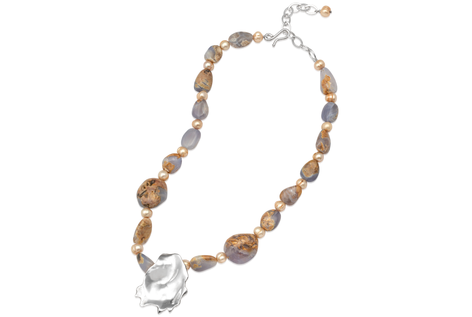 Oyster Chalcedony Pearl Necklace
