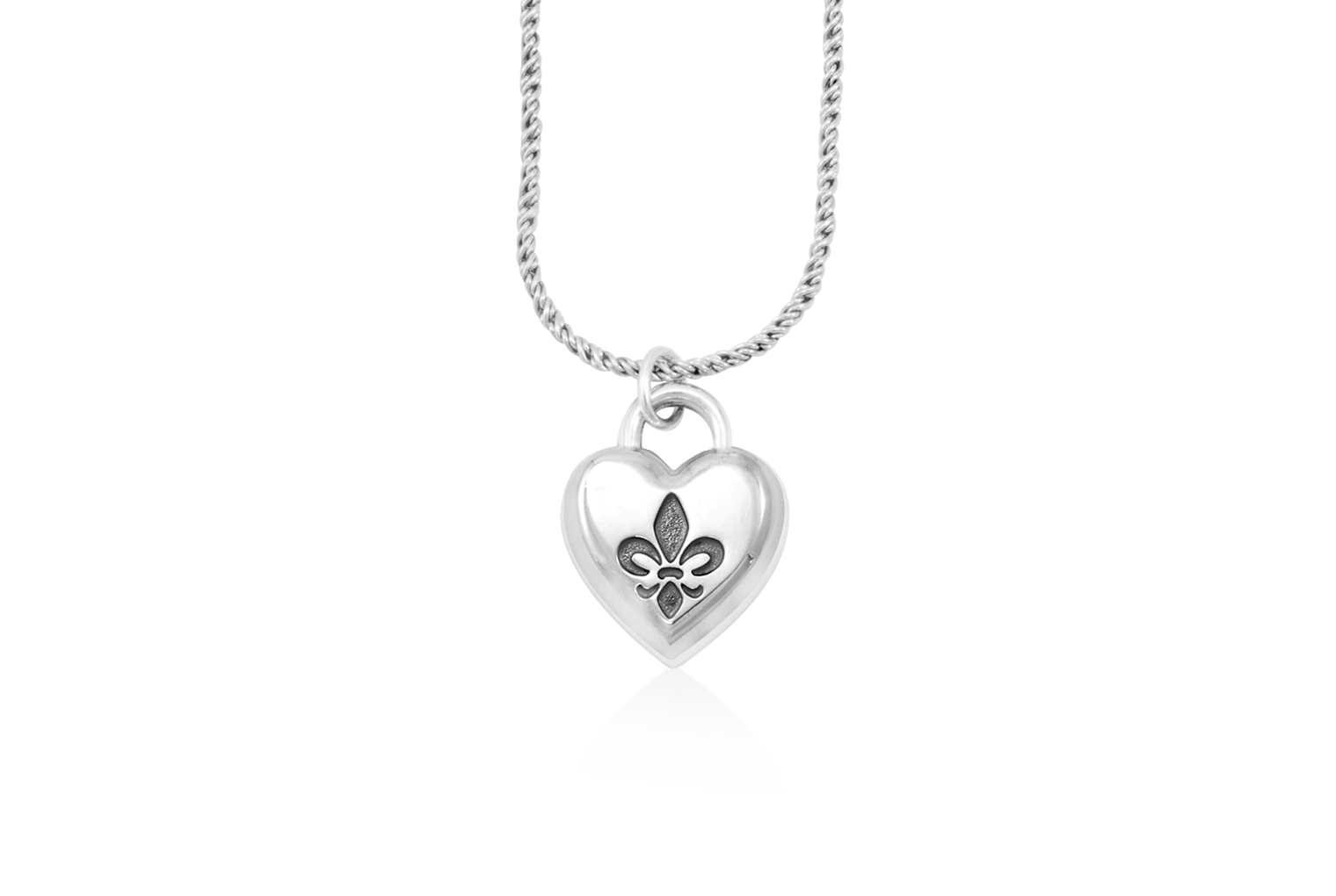 Fleur de Lis Intaglio Heart Pendant
