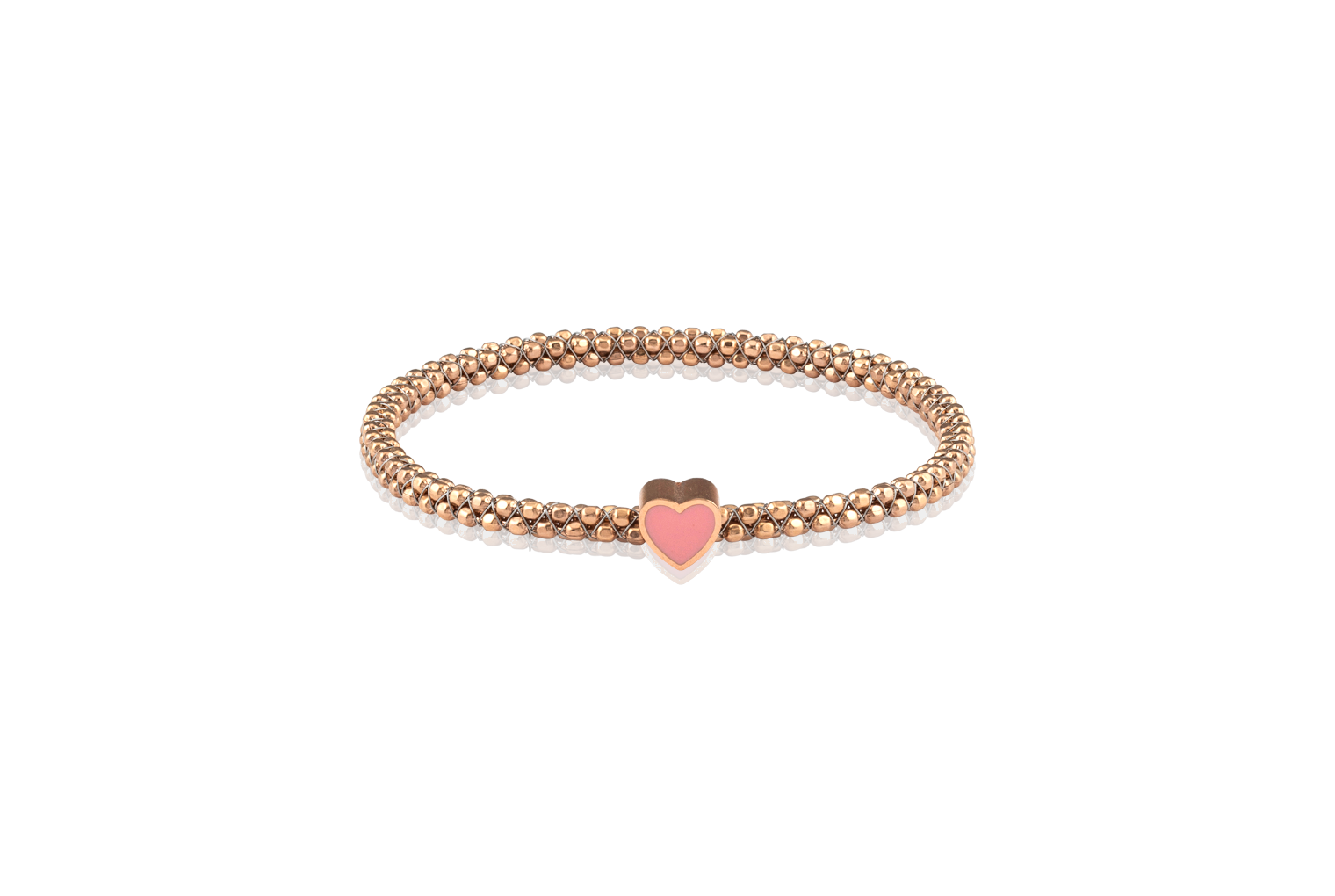 Halo Heart Slide Charm Bangle Rose Gold