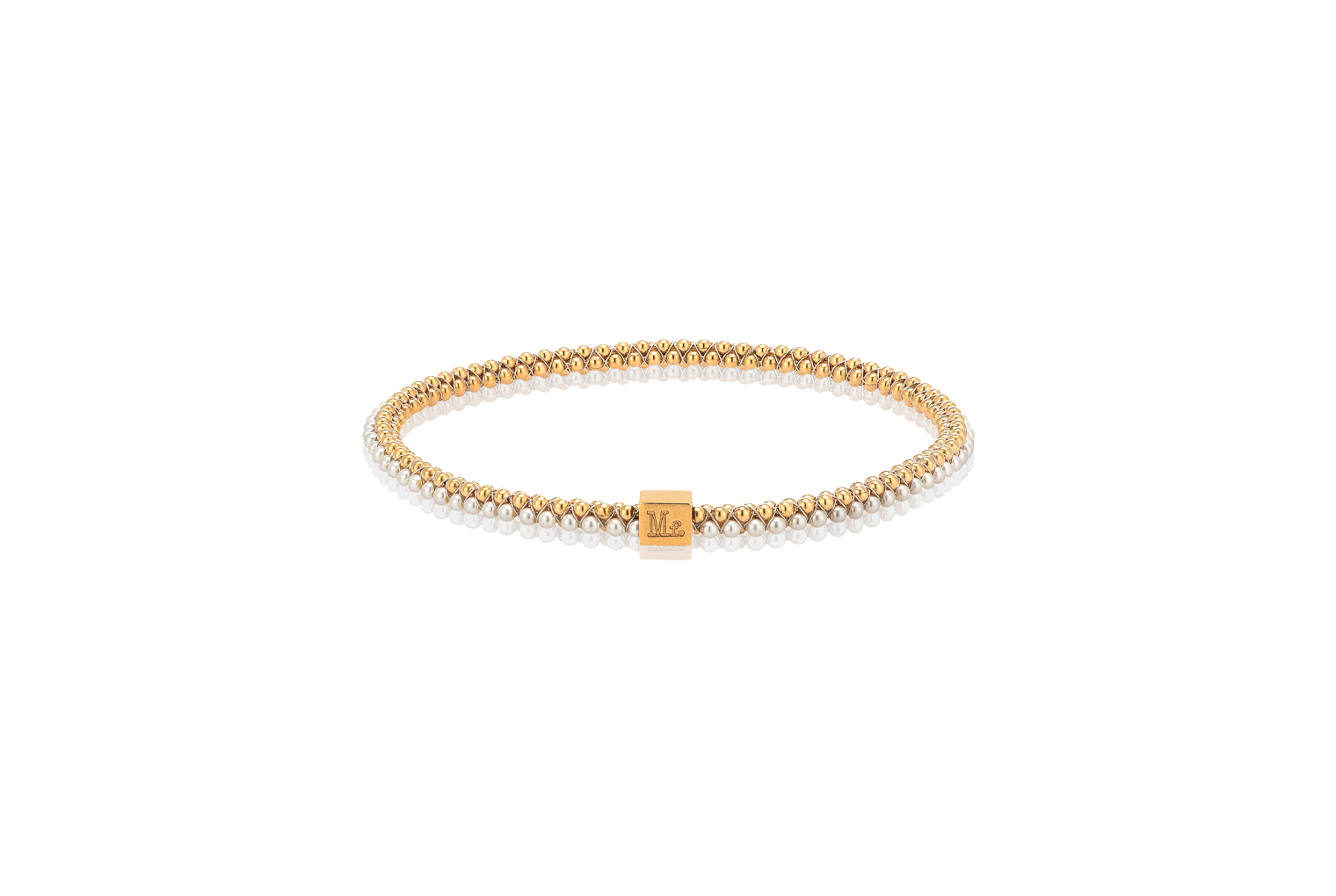 Halo Bangle Pearl Gold Plated