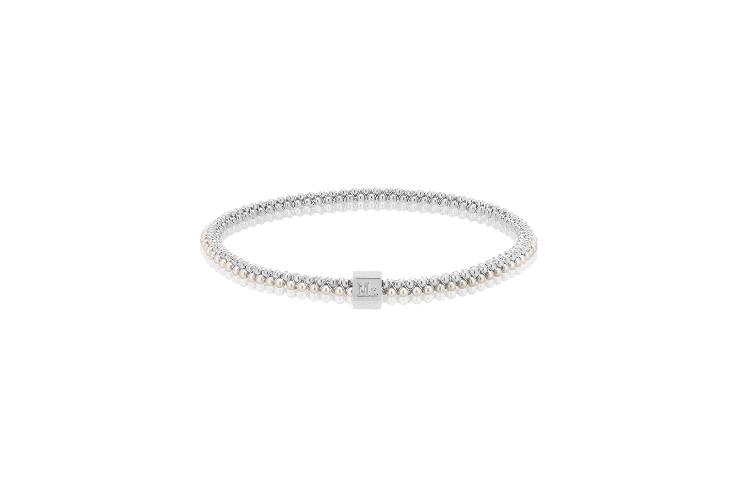 Halo Bangle Pearl Sterling Silver