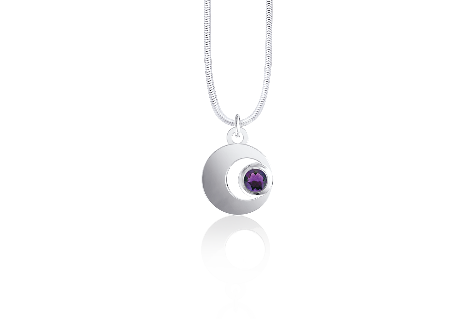 Crescent February Birthstone Amulet