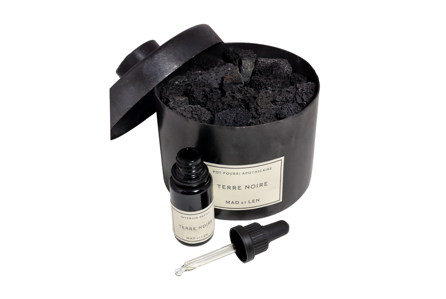 Mad et Len Lava Rock Pot Pourri Terre Noire