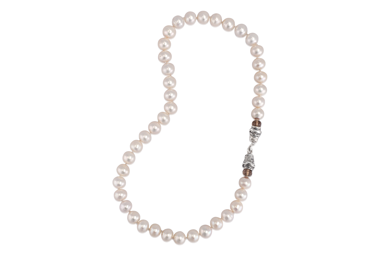 Freshwater Pearl Necklace with Sterling Silver and Diamond Clasp