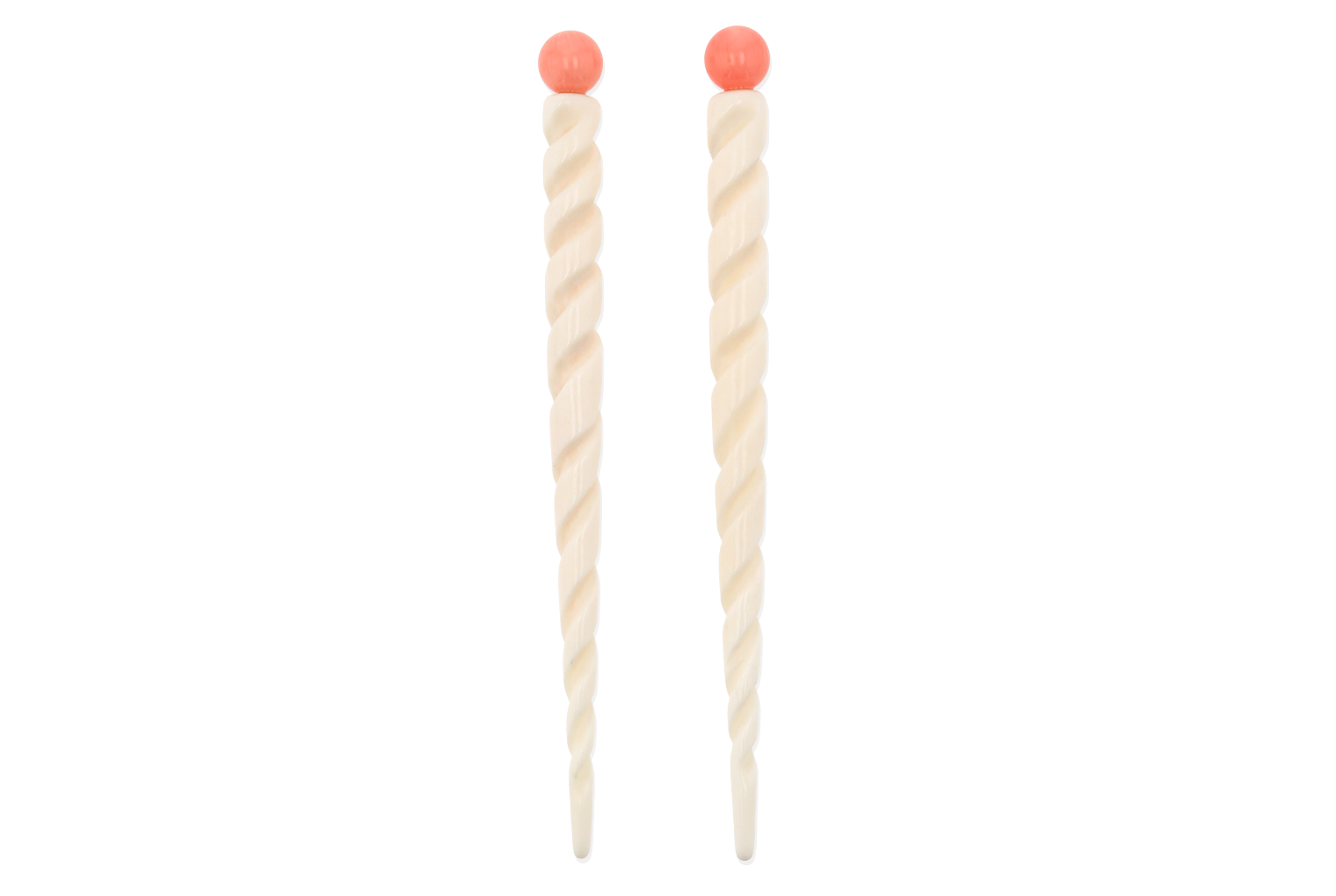 Coral Twisted Hair Stick Set