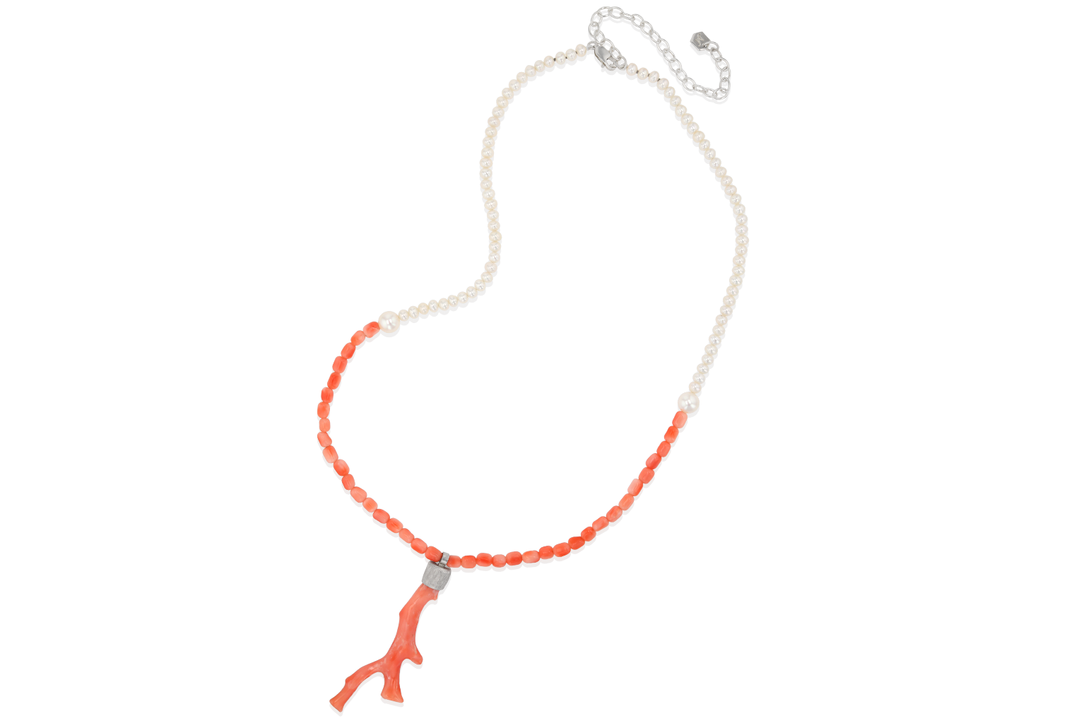 Limited Edition Coral Amulet and Pearl Necklace