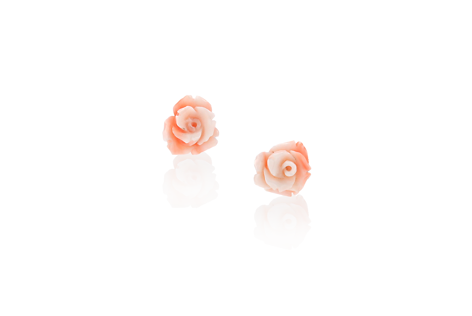 Limited Edition Hand Carved Coral Rose Studs
