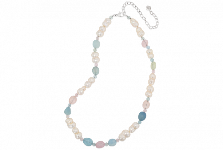 Wonderland Cotton Candy Pearl Necklace | Pastel Pearl & Morganite