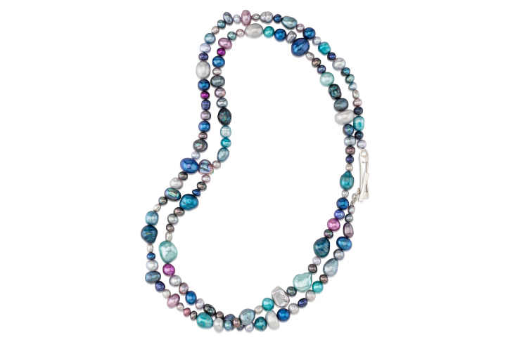 Cool Mixed Pearl Toggle Necklace | Multicolor Blue Pearl Necklace