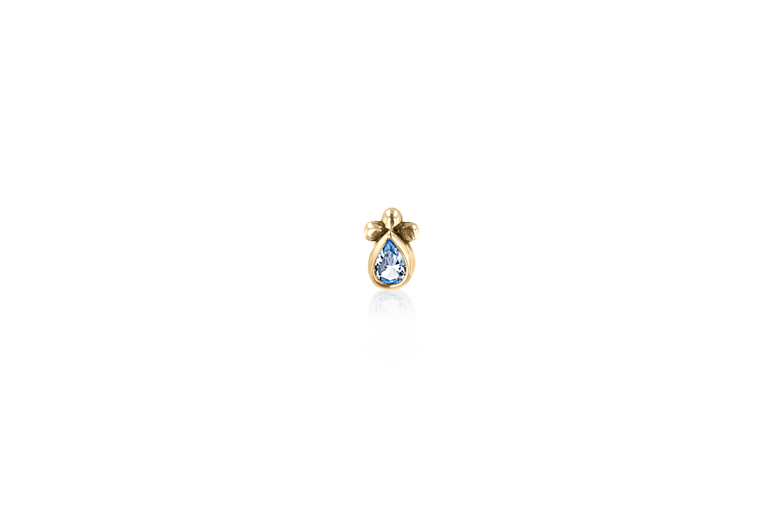 Ray Drop Aqua Earstud | Single - 14K Gold
