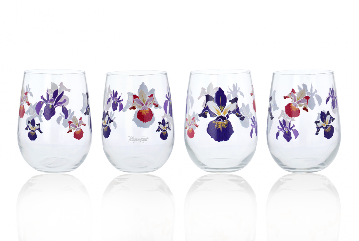 Iris Flower Stemless Wine Glasses | Mignon Faget