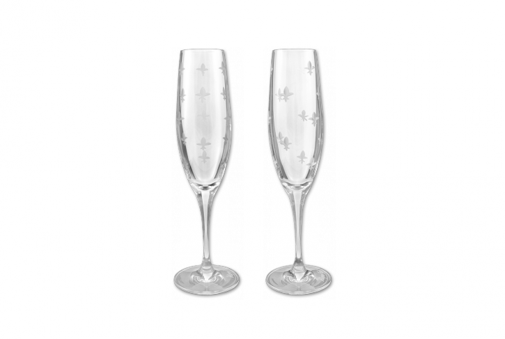 fleur de lis crystal champagne flutes mignon faget new orleans