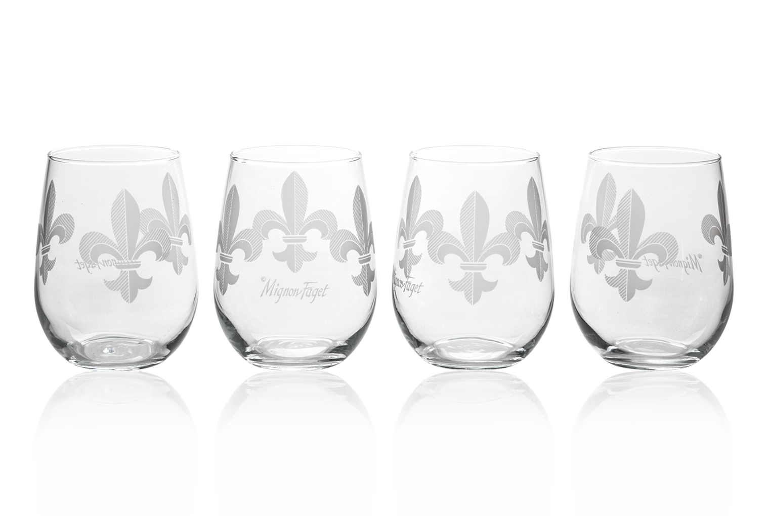 Fleur de Lis Stemless Glasses