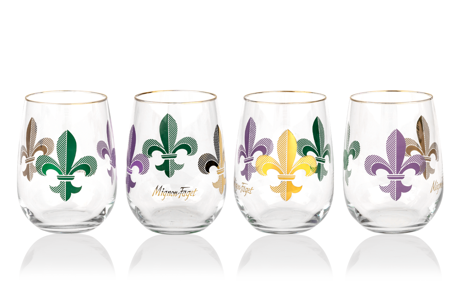 Mardi Gras 22K Fleur de Lis Stemless