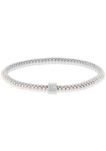 Halo Bangle Pearl Sterling Silver