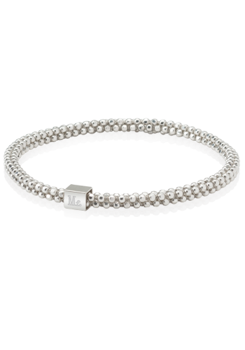 Halo Bangle Faceted Sterling Silver