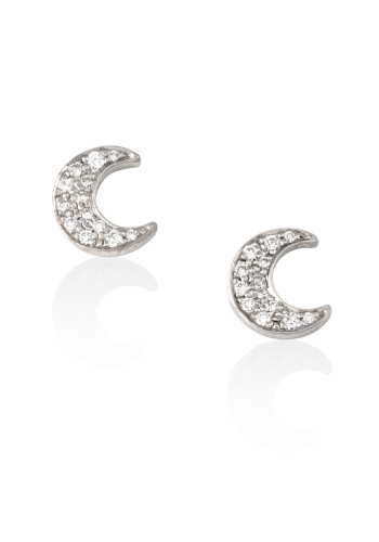 Crescent Pave Diamond Earrings