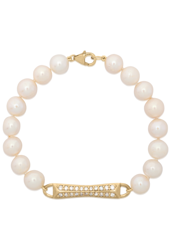 Neutral Ground Freshwater Pearl Diamond Bracelet