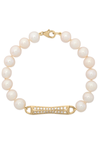 Neutral Ground Freshwater Pearl Diamond Bracelet