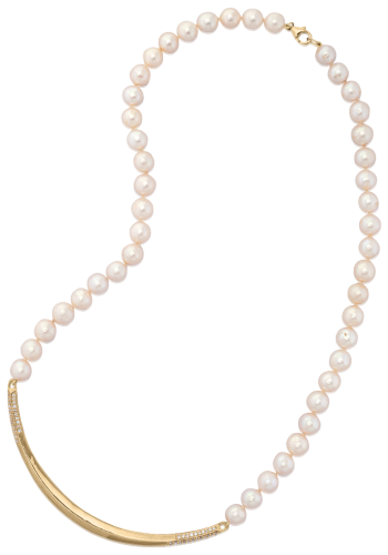 Neutral Ground Freshwater Pearl Diamond Necklace