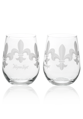 Fleur de Lis Stemless Glasses