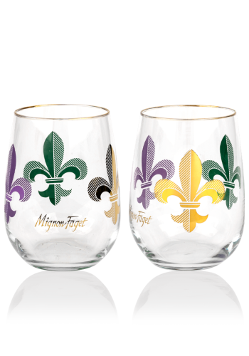 Mardi Gras 22K Fleur de Lis Stemless